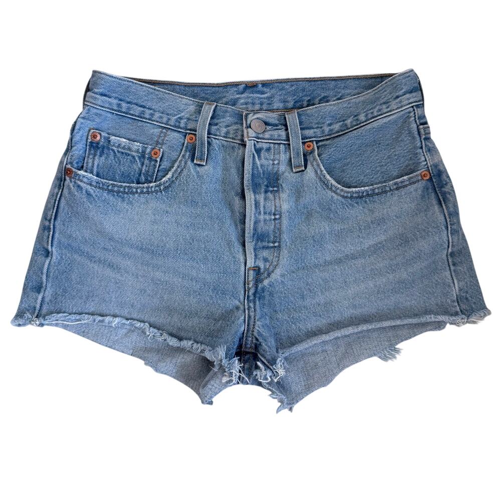 Levi's Denim Shorts Light Wash High-Rise Jeans Button Fly 100% Cotton Size 26
